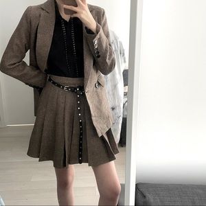 Korean Brand Classic Brown Suit Set with belt